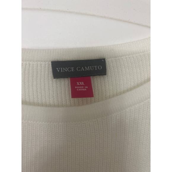 VINCE CAMUTO NWT Waffle Stitched Color Block Sweater Cream/Gray Size XXL - Picture 7 of 8